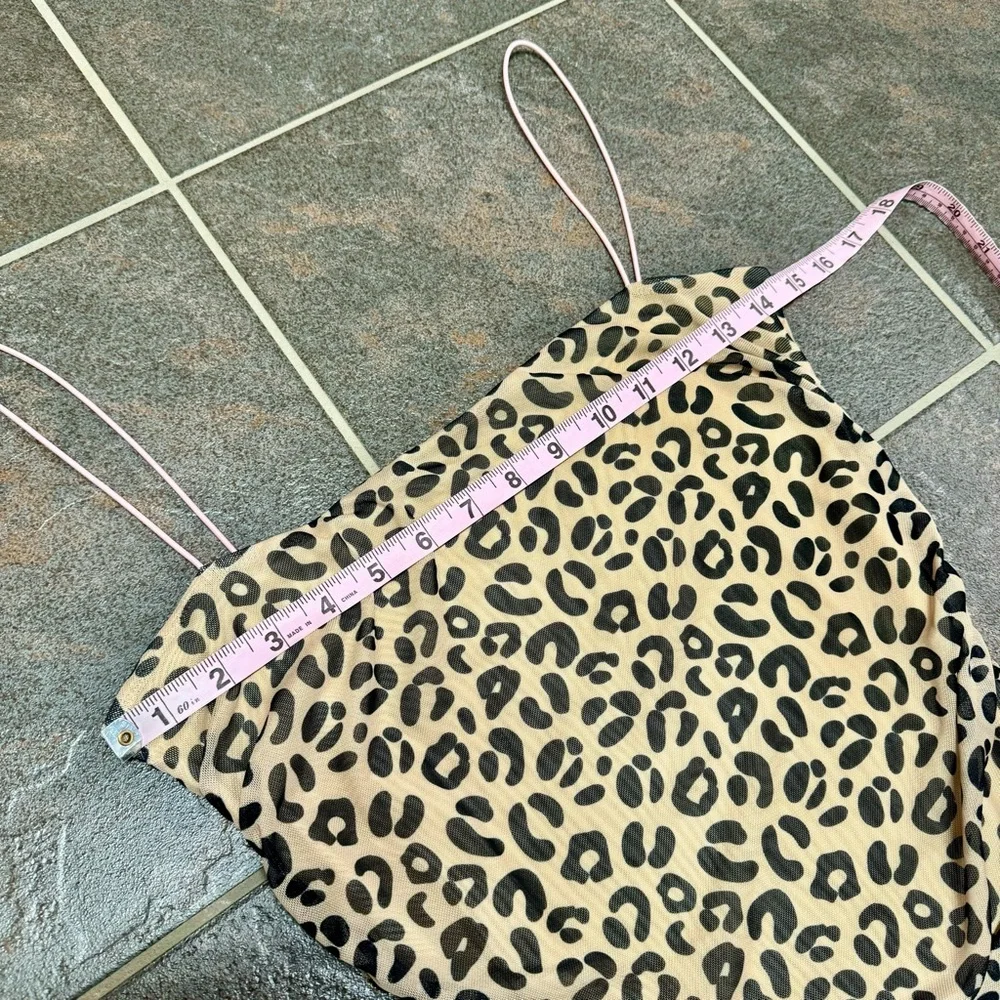 Sandy Liang Lily Leopard Print Sleeveless Ruched Mini Dress Bodycon 6 - Picture 11 of 15